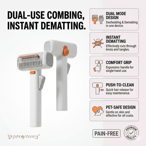 Minimalist Aesthetic Gravity Pet Dematting & Deshedding Comb