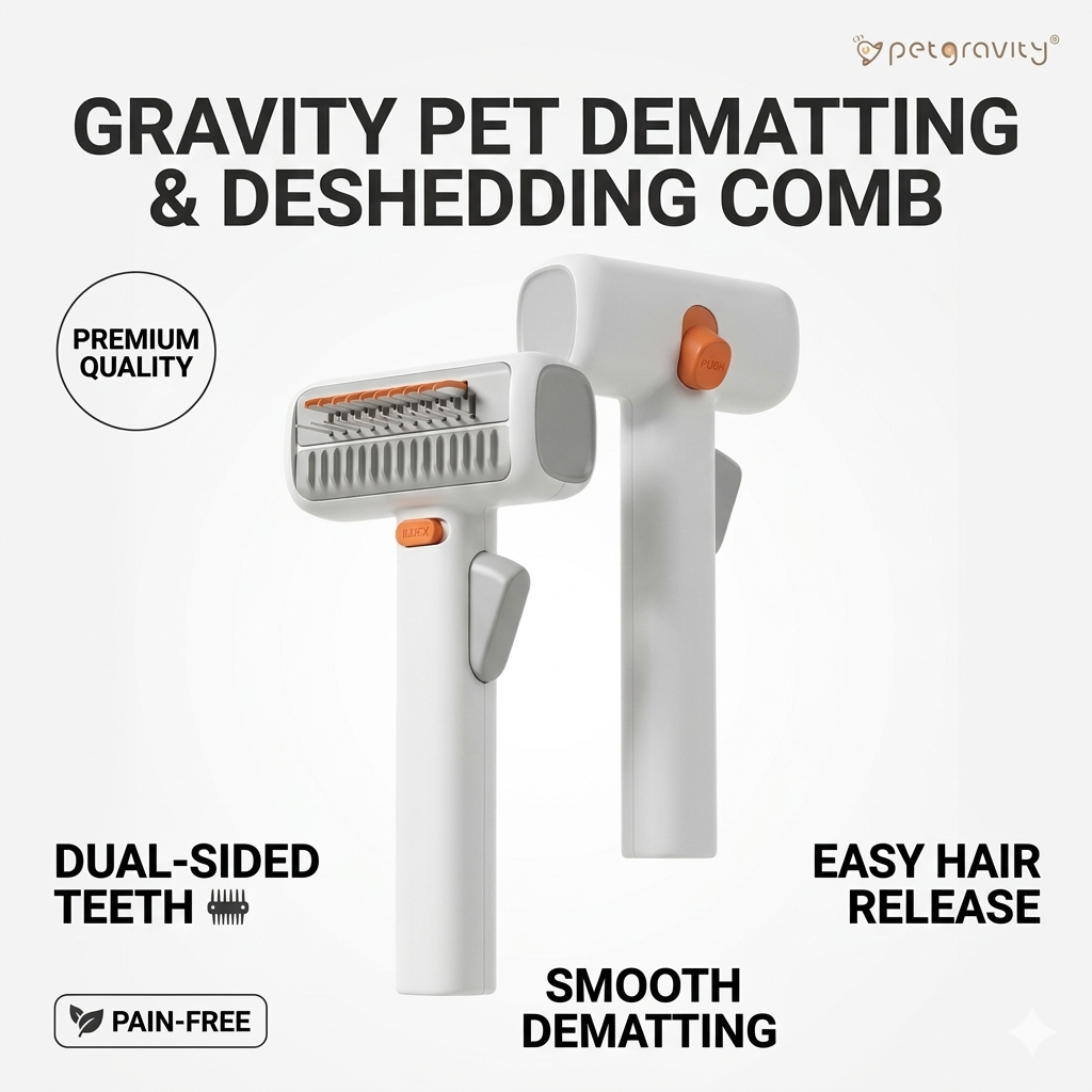 Minimalist Aesthetic Gravity Pet Dematting & Deshedding Comb