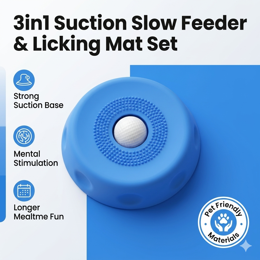 3-in-1 Suction Slow Feeder & Licking Mat Set